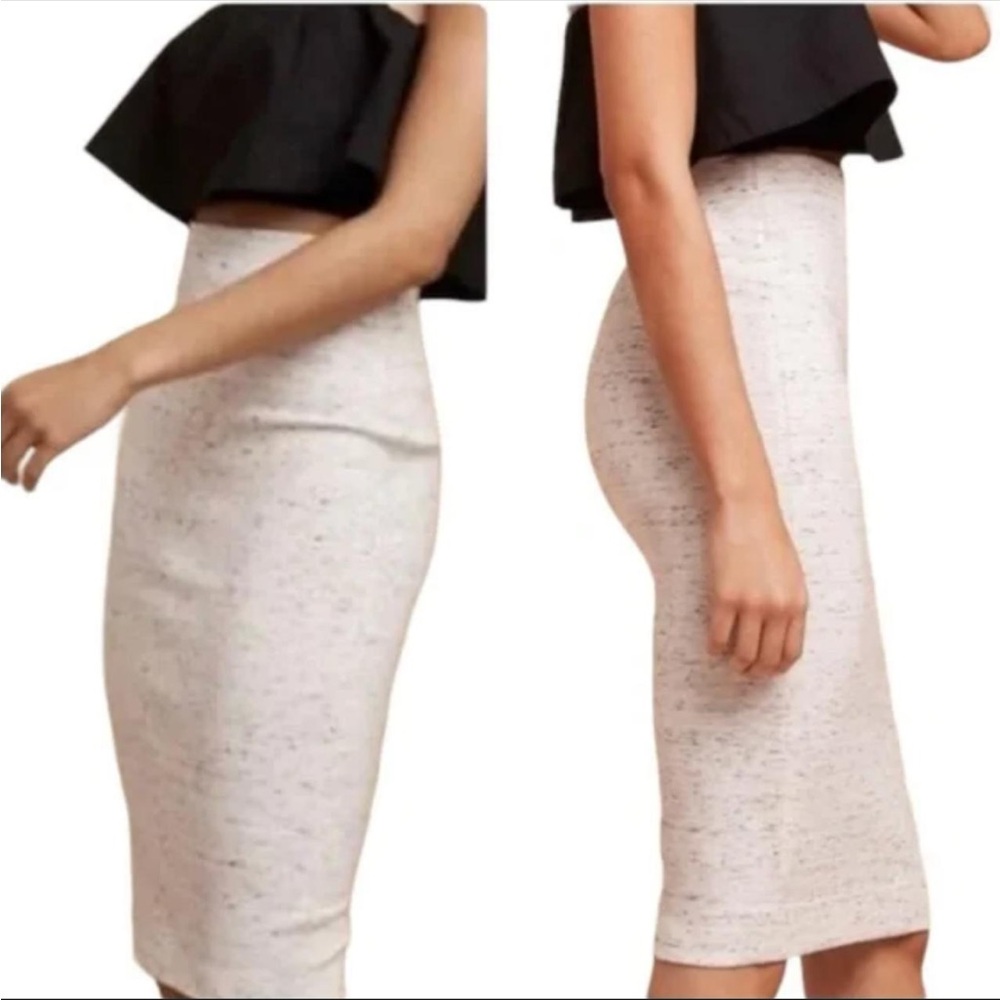Aritzia Wilfred White And Grey Stretchy Pencil Skirt